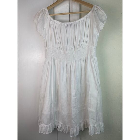 Wayan Natural Wear Women's Size M White Cotton Eyelet Boho Babydoll Dress - Picture 6 of 7